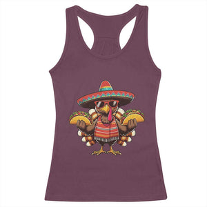 Funny Thanksgiving Turkey Racerback Tank Top Taco Mexican Christmas TS14 Maroon Print Your Wear