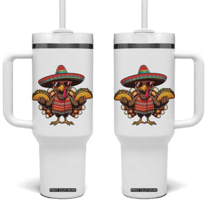Funny Thanksgiving Turkey Tumbler With Handle Taco Mexican Christmas TS14 One Size: 40 oz White Print Your Wear