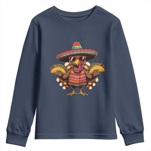 Funny Thanksgiving Turkey Youth Sweatshirt Taco Mexican Christmas TS14 Navy Print Your Wear