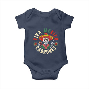 Viva Mexico Cabrones Baby Onesie Mexican Skull Christmas TS14 Navy Print Your Wear