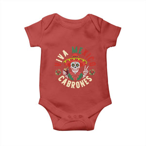Viva Mexico Cabrones Baby Onesie Mexican Skull Christmas - Print Your Wear