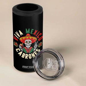 Viva Mexico Cabrones 4 in 1 Can Cooler Tumbler Mexican Skull Christmas TS14 Print Your Wear