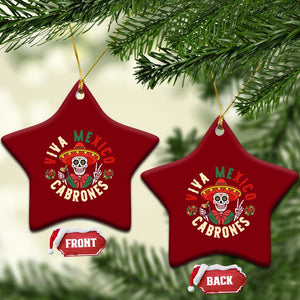 Viva Mexico Cabrones Ceramic Ornament Mexican Skull Xmas - Print Your Wear