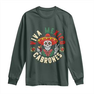 Viva Mexico Cabrones Long Sleeve Shirt Mexican Skull Christmas - Print Your Wear