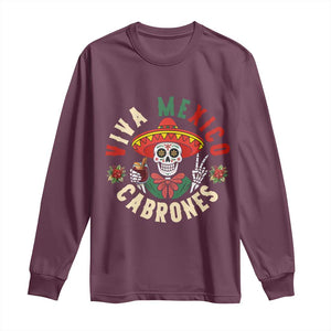 Viva Mexico Cabrones Long Sleeve Shirt Mexican Skull Christmas - Print Your Wear