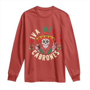 Viva Mexico Cabrones Long Sleeve Shirt Mexican Skull Christmas - Print Your Wear