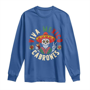 Viva Mexico Cabrones Long Sleeve Shirt Mexican Skull Christmas - Print Your Wear