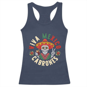 Viva Mexico Cabrones Racerback Tank Top Mexican Skull Christmas TS14 Navy Print Your Wear