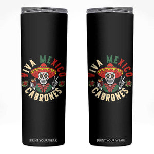 Viva Mexico Cabrones Skinny Tumbler Mexican Skull Christmas TS14 Black Print Your Wear