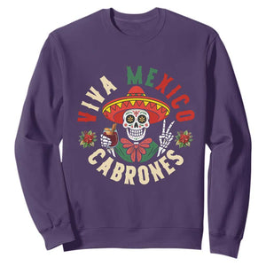 Viva Mexico Cabrones Sweatshirt Mexican Skull Christmas TS14 Purple Print Your Wear