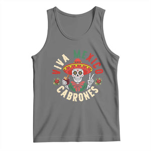 Viva Mexico Cabrones Tank Top Mexican Skull Christmas TS14 Black Heather Print Your Wear