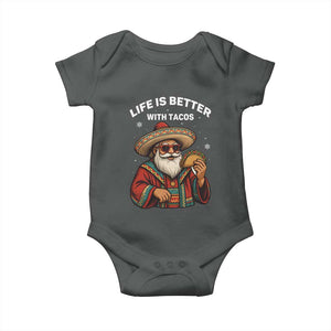 Funny Santa Taco Mexican Baby Onesie Life Is Better With Tacos TS14 Dark Heather Print Your Wear