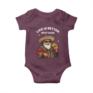 Funny Santa Taco Mexican Baby Onesie Life Is Better With Tacos TS14 Maroon Print Your Wear