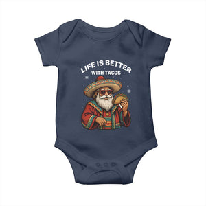 Funny Santa Taco Mexican Baby Onesie Life Is Better With Tacos TS14 Navy Print Your Wear