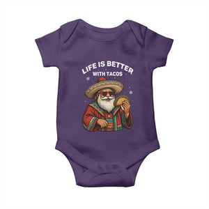 Funny Santa Taco Mexican Baby Onesie Life Is Better With Tacos TS14 Purple Print Your Wear