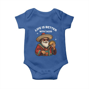 Funny Santa Taco Mexican Baby Onesie Life Is Better With Tacos TS14 Royal Blue Print Your Wear