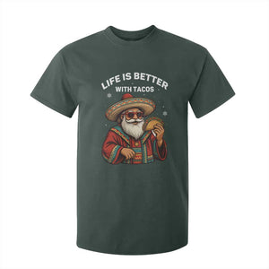 Funny Santa Taco Mexican T Shirt For Kid Life Is Better With Tacos TS14 Dark Forest Green Print Your Wear