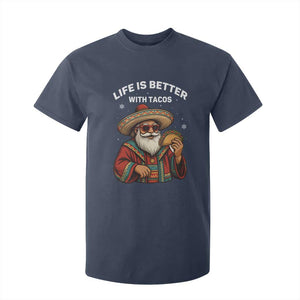 Funny Santa Taco Mexican T Shirt For Kid Life Is Better With Tacos TS14 Navy Print Your Wear