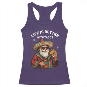 Funny Santa Taco Mexican Racerback Tank Top Life Is Better With Tacos - Print Your Wear