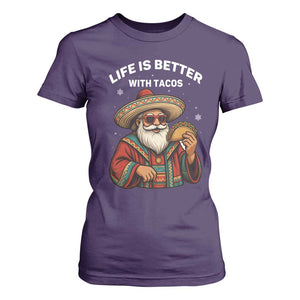Funny Santa Taco Mexican T Shirt For Women Life Is Better With Tacos TS14 Purple Print Your Wear