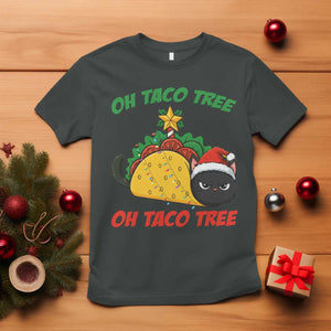 Funny Taco Cat Tree Christmas T Shirt TS14 Dark Heather Print Your Wear