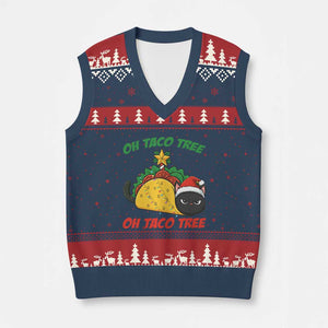 Funny Taco Cat Tree Xmas V-Neck Knit Sweater Vest TS14 Navy Red Print Your Wear