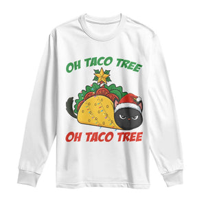 Funny Taco Cat Tree Christmas Long Sleeve Shirt TS14 White Print Your Wear