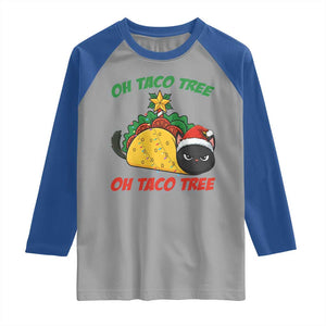 Funny Taco Cat Tree Christmas Raglan Shirt TS14 Sport Gray Royal Print Your Wear