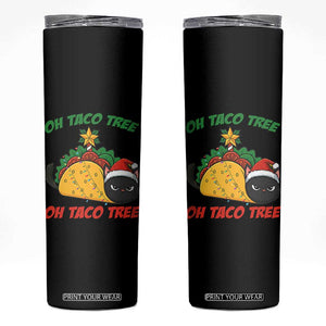Funny Taco Cat Tree Christmas Skinny Tumbler TS14 Black Print Your Wear