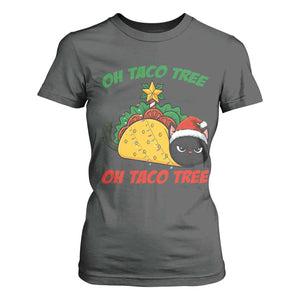 Funny Taco Cat Tree Christmas T Shirt For Women TS14 Dark Heather Print Your Wear