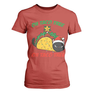 Funny Taco Cat Tree Christmas T Shirt For Women TS14 Red Print Your Wear