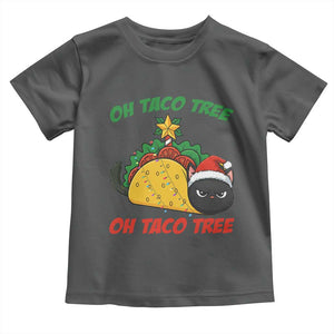 Funny Taco Cat Tree Christmas Toddler T Shirt TS14 Dark Heather Print Your Wear