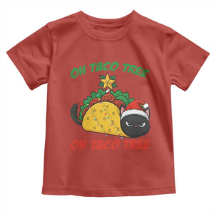 Funny Taco Cat Tree Christmas Toddler T Shirt TS14 Red Print Your Wear