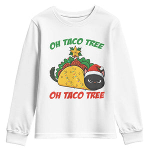 Funny Taco Cat Tree Christmas Youth Sweatshirt TS14 White Print Your Wear