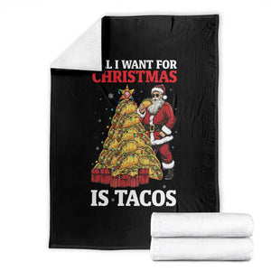 Funny Santa Taco Throw Blanket All I Want For Christmas Is Taco TS14 Black Print Your Wear
