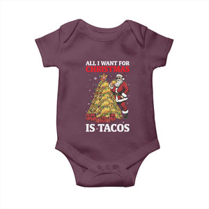 Funny Santa Taco Baby Onesie All I Want For Christmas Is Taco TS14 Maroon Print Your Wear