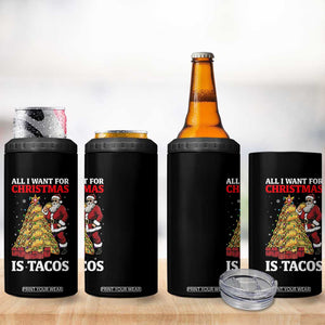 Funny Santa Taco 4 in 1 Can Cooler Tumbler All I Want For Christmas Is Taco TS14 Print Your Wear