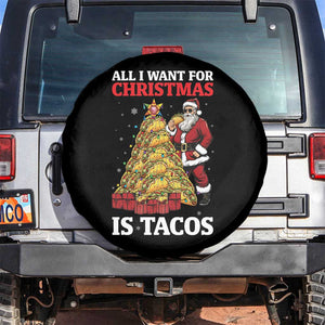 Funny Santa Taco Spare Tire Cover All I Want For Christmas Is Taco TS14 No hole Black Print Your Wear