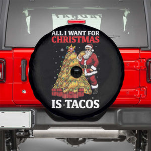 Funny Santa Taco Spare Tire Cover All I Want For Christmas Is Taco TS14 Black Print Your Wear