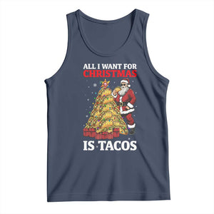 Funny Santa Taco Tank Top All I Want For Christmas Is Taco TS14 Navy Print Your Wear