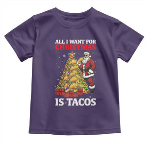 Funny Santa Taco Toddler T Shirt All I Want For Christmas Is Taco TS14 Purple Print Your Wear