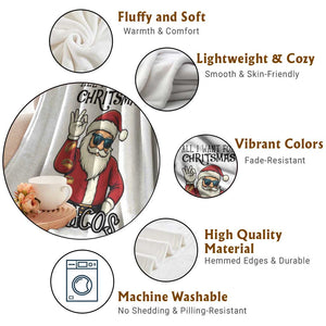 Funny Santa Taco Christmas Throw Blanket All I Want For Christmas Is Taco TS14 Print Your Wear