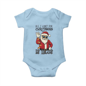 Funny Santa Taco Christmas Baby Onesie All I Want For Christmas Is Taco TS14 Light Blue Print Your Wear