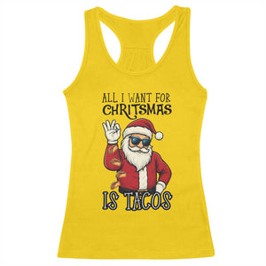 Funny Santa Taco Christmas Racerback Tank Top All I Want For Christmas Is Taco - Print Your Wear