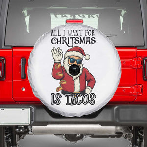 Funny Santa Taco Christmas Spare Tire Cover All I Want For Christmas Is Taco TS14 White Print Your Wear