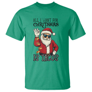 Funny Santa Taco Christmas T Shirt All I Want For Christmas Is Taco TS14 Irish Green Print Your Wear