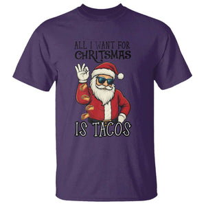 Funny Santa Taco Christmas T Shirt All I Want For Christmas Is Taco TS14 Purple Print Your Wear