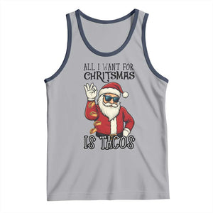 Funny Santa Taco Christmas Tank Top All I Want For Christmas Is Taco TS14 Athletic Heather Navy Print Your Wear