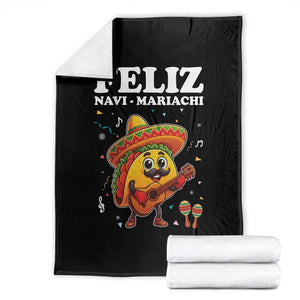 Funny Taco Mexican Christmas Throw Blanket Feliz Navi Mariachi TS14 Black Print Your Wear