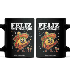Funny Taco Mexican Christmas Coffee Mug Feliz Navi Mariachi TS14 Black Print Your Wear